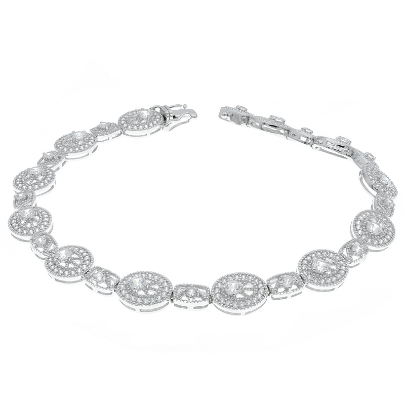 Women Alternating White CZ Jewelry Bracelet