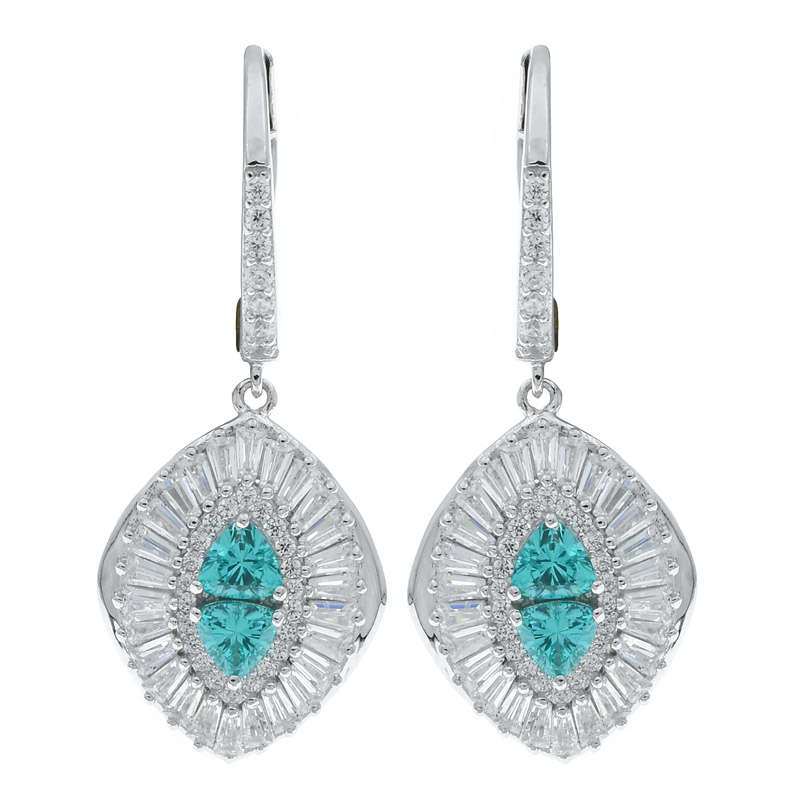 Women Paraiba Baguette Earrings