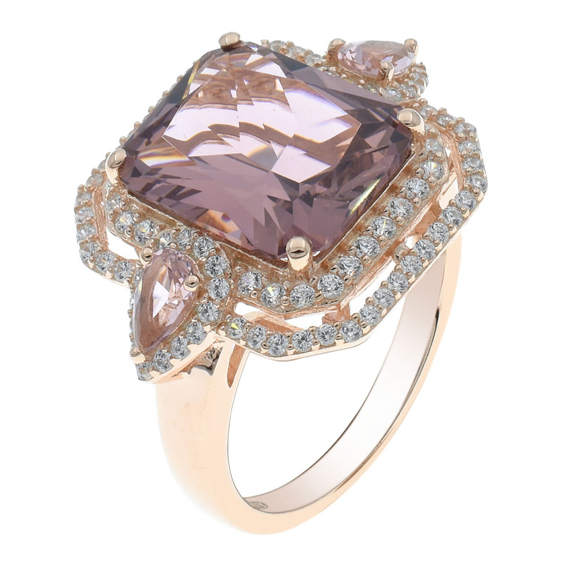 China Princess Cut Morganite Nano Women Ring 