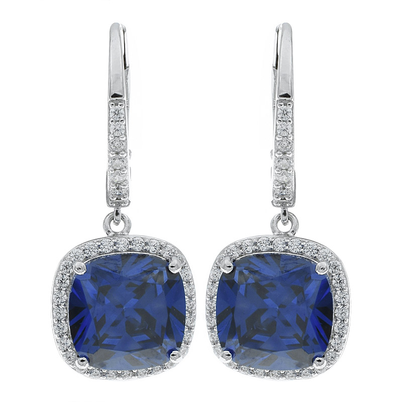 Women Tanzanite CZ Hinge Earrings