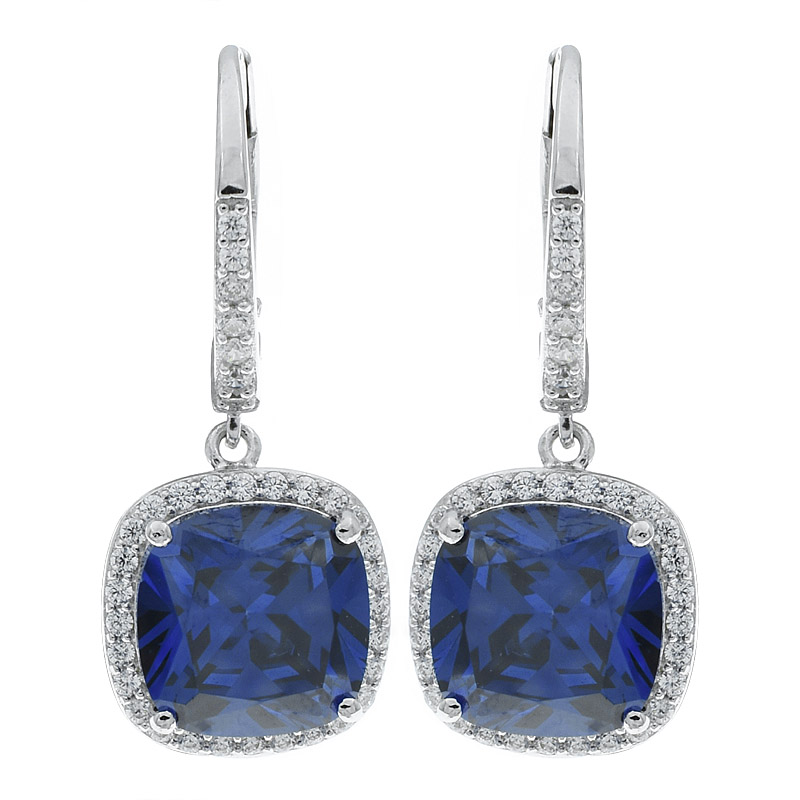 Women Tanzanite CZ Hinge Earrings