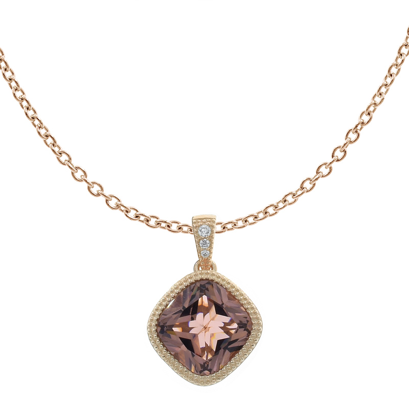 Women Cushion Shape Morganite Nano Jewelry Pendant