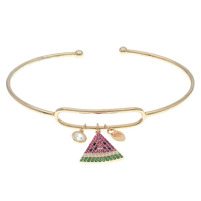 Watermelon Charm Silver Bangle