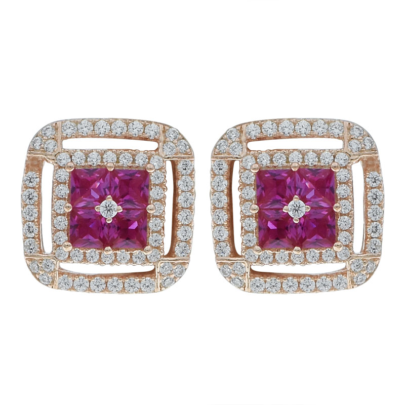Women Double Square Frame Earrings