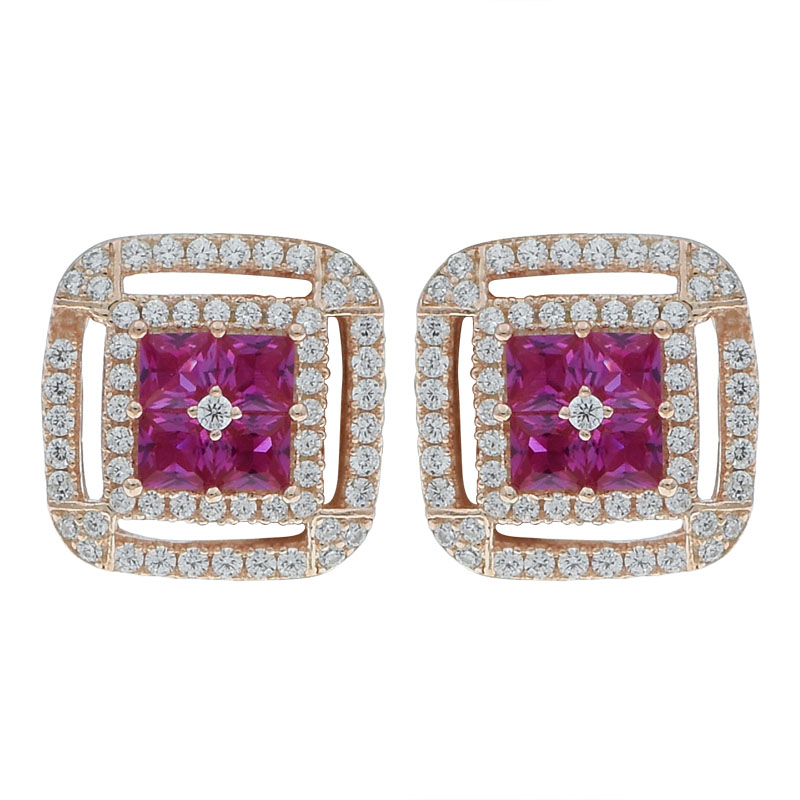 Women Double Square Frame Earrings