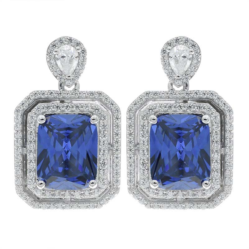 Women Tanzanite CZ Stud Earrings Jewelry