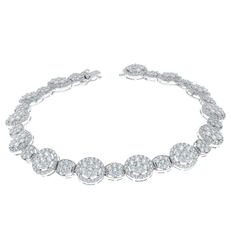 Women Alternating Composite White CZ Bracelet 