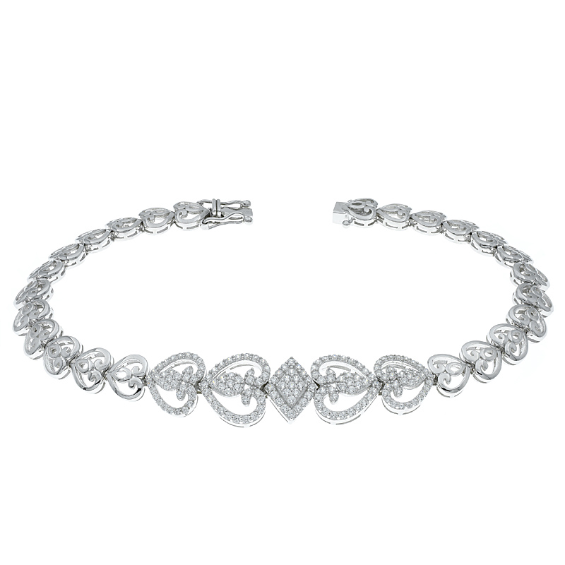 Women Heart Shape Bracelet With Clear Stones