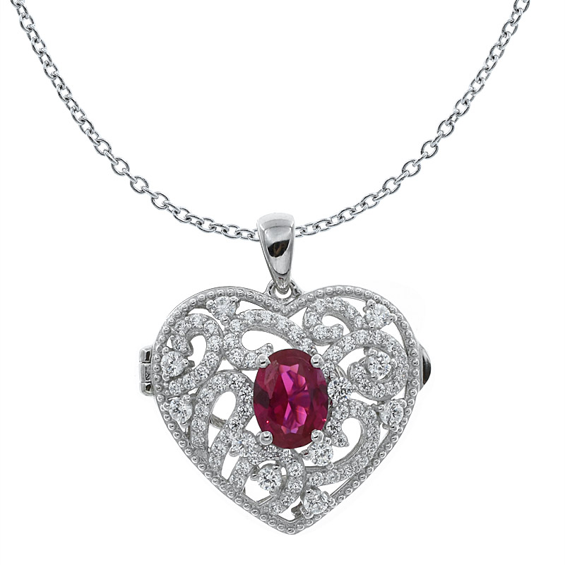 Women Heart Shape Filigree Locket Pendant 