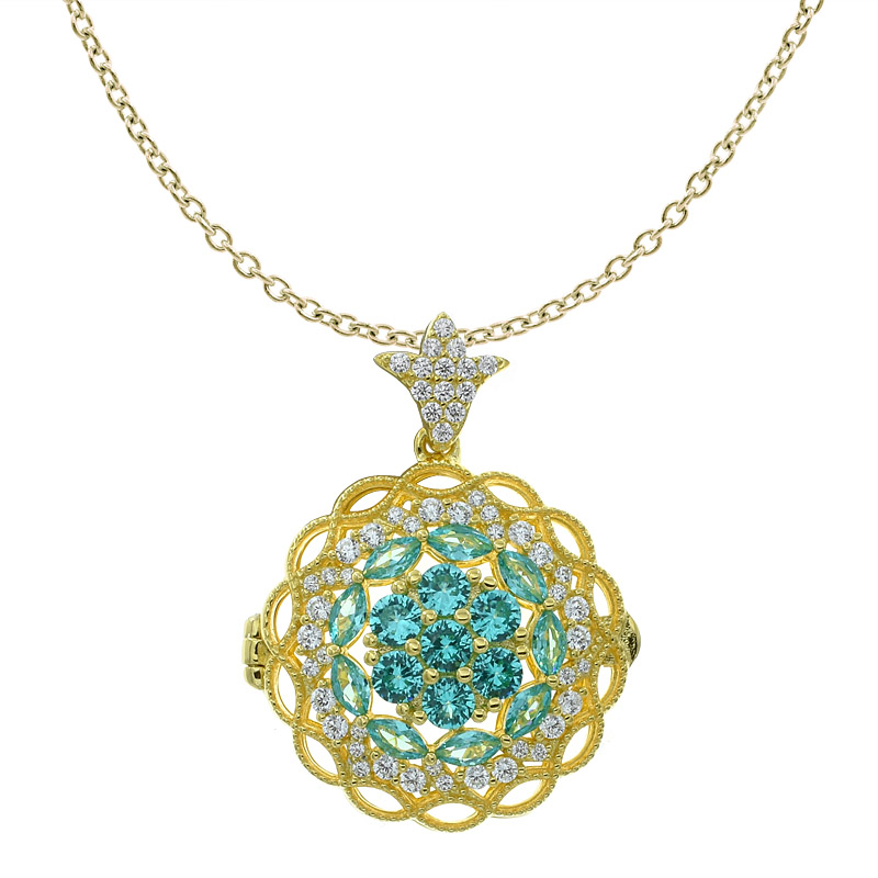 Women Flower Filigree Locket Jewelry Pendant