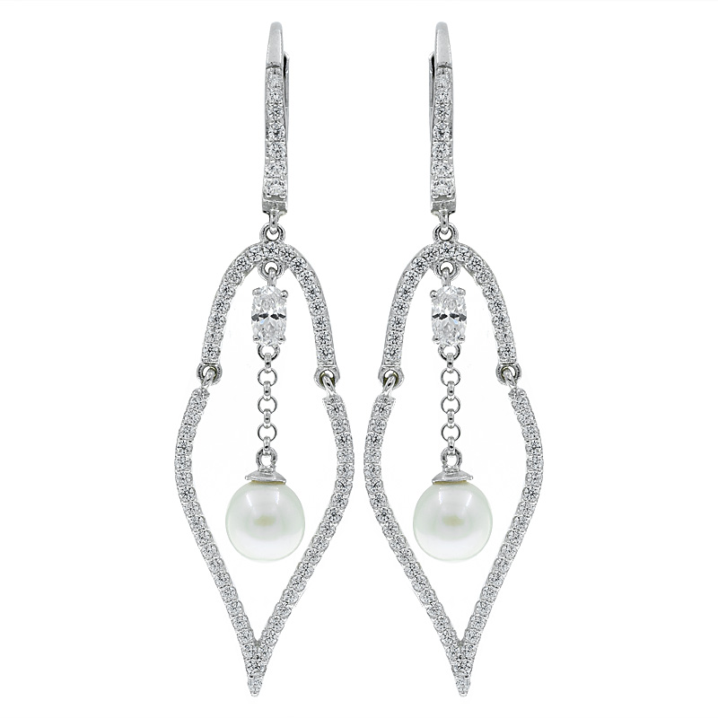 Women Open Drop Pearl Earrings