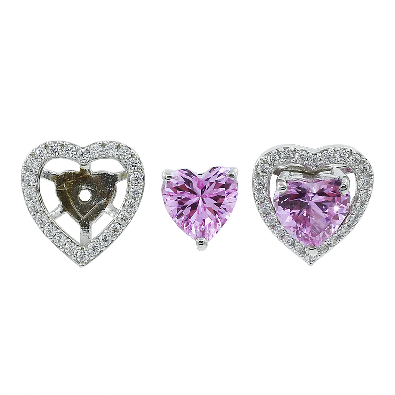 Women Halo Heart Shape Stud Earrings