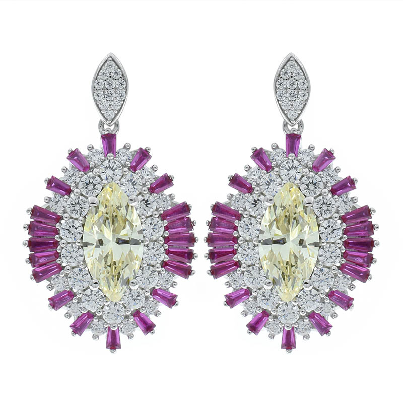 Exquisite Diamond Yellow CZ Women Earrings