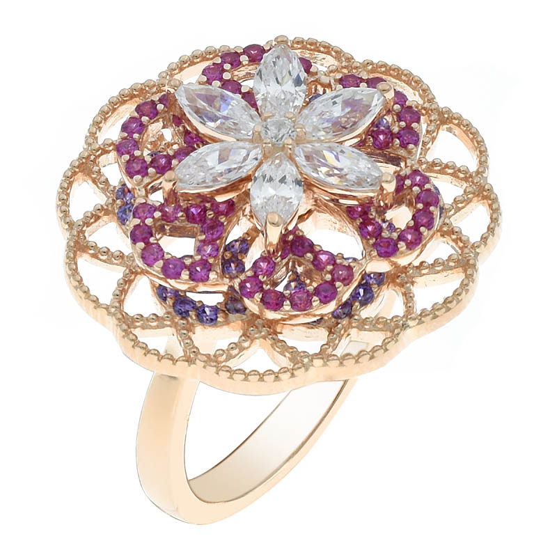 Women Filigree Flower Spinning Ring