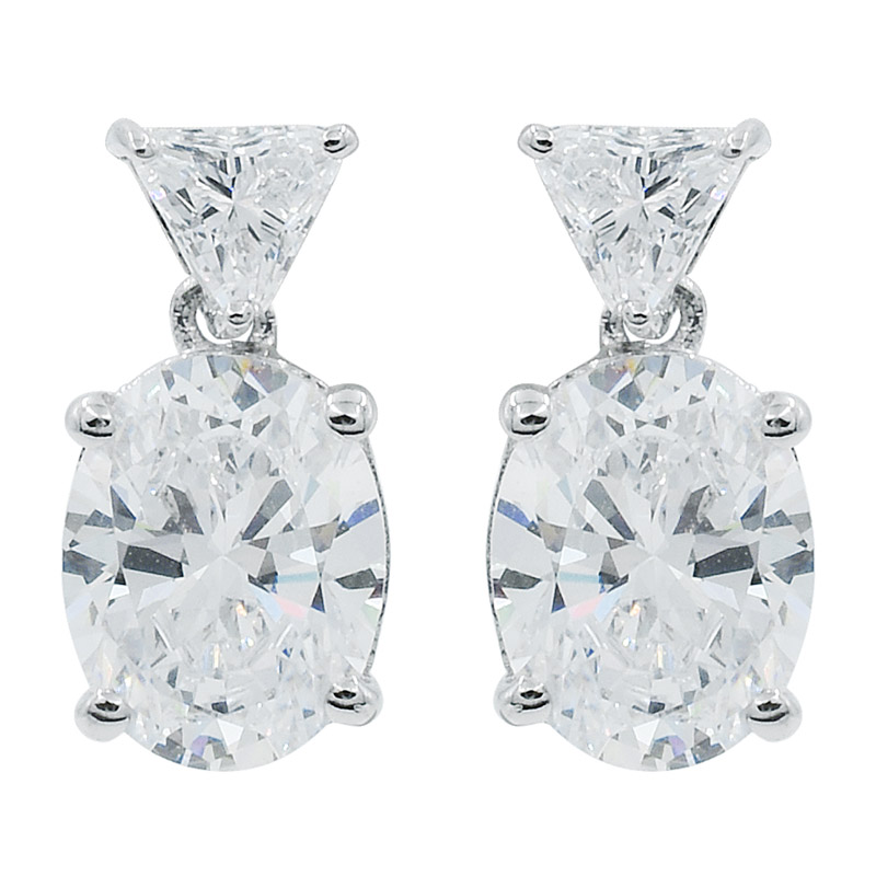 Women Rhodium Plated Earrings With Clear Stones