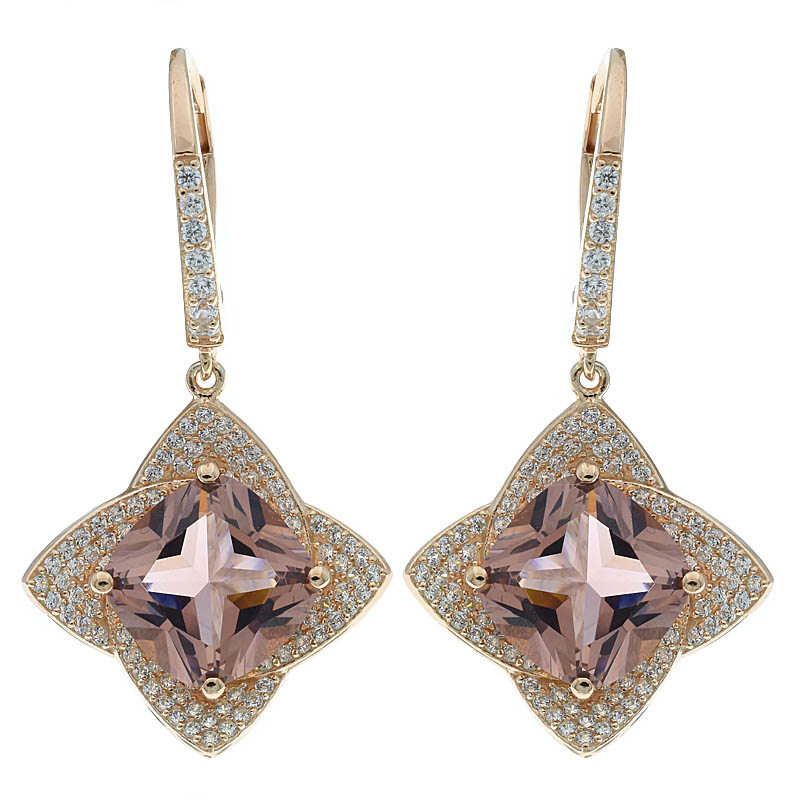 Women Four Point Star Morganite Nano Earrings