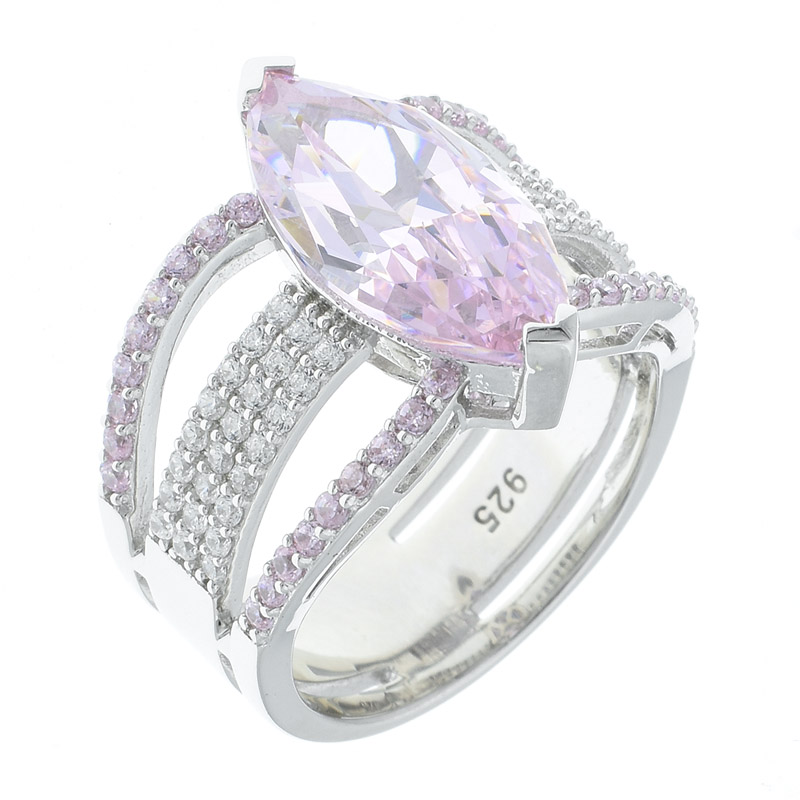 Women Marquise Diamond Pink CZ Jewelry Ring
