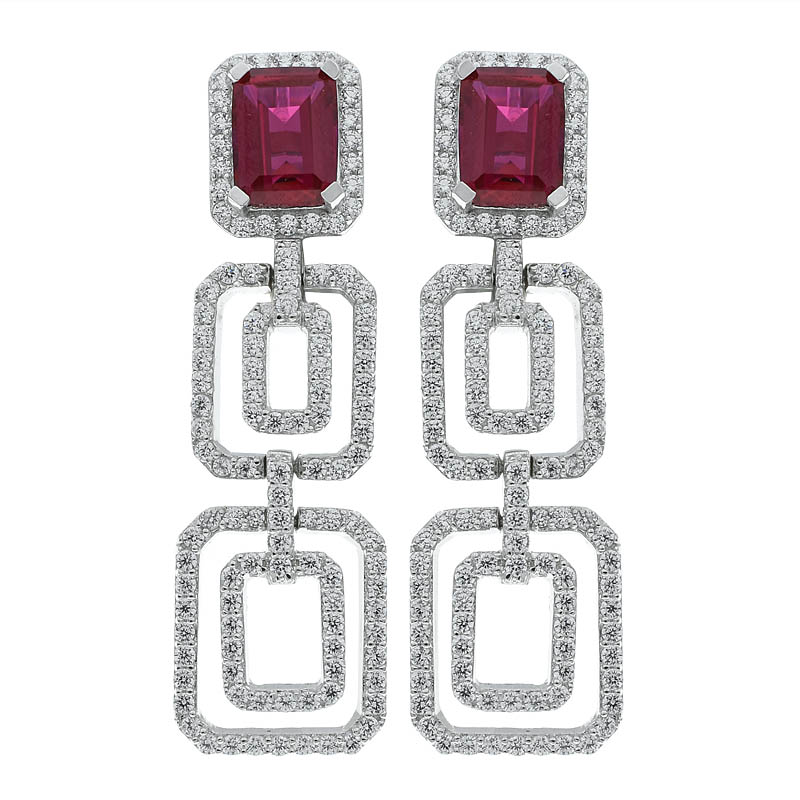 Women Double Rectangle Moving Earrings Jewelry