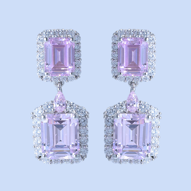 Emerald Cut Drop 925 Jewelry Earrings 