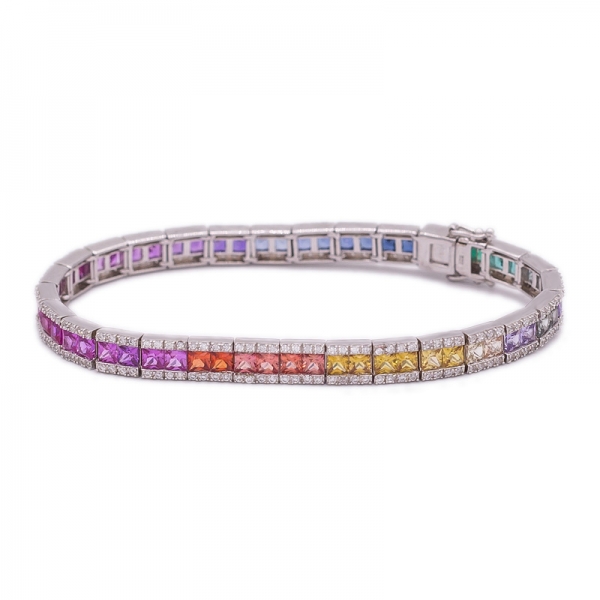 925 sterling silver Rainbow colour bracelet in 7.25inch 