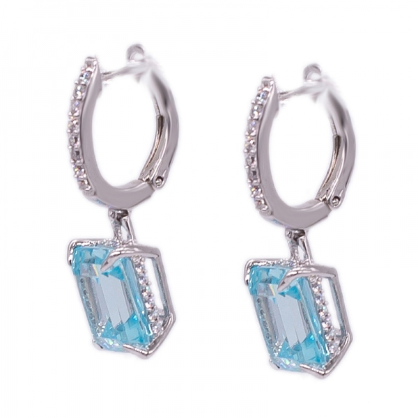 925 Sterling Silver Jewelry Set with brilliant Aqua CZ 