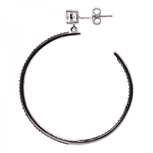 Large Sterling Silver Stud Hoop Earrings 