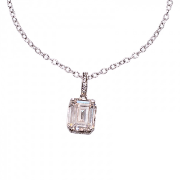 Brilliant Emerald Cut Morganite Peach Jewelry Set in 925 Silver 