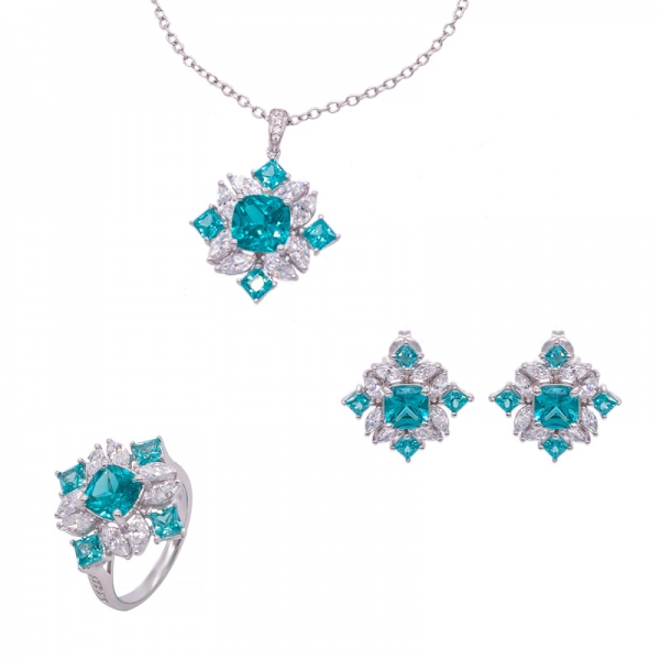 Brilliant Paraiba YAG Jewelry Set in 925 Silver 