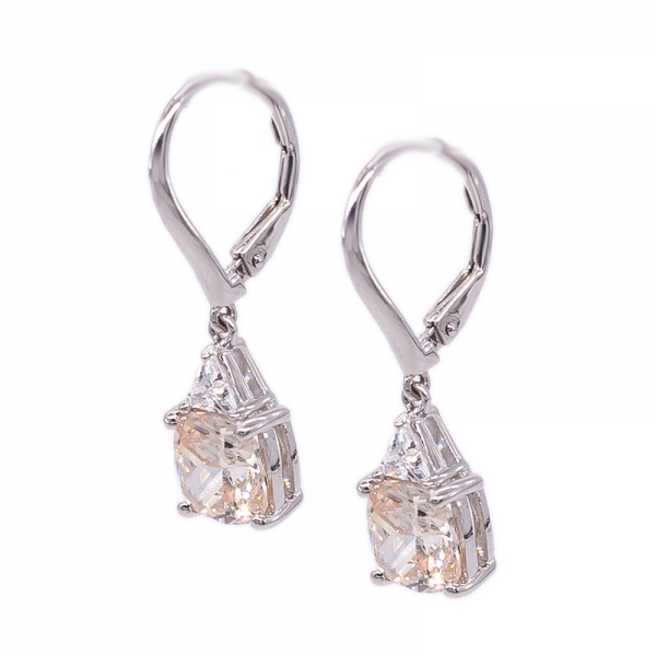 Antique Cushion CZ Sterling Silver Drop Earrings 