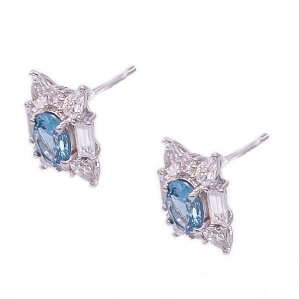 Blue Diamond Nano Stud Earrings in 925 Sterling Silver 