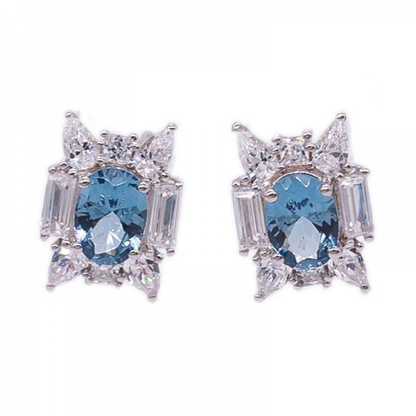 Blue Diamond Nano Stud Earrings in 925 Sterling Silver 