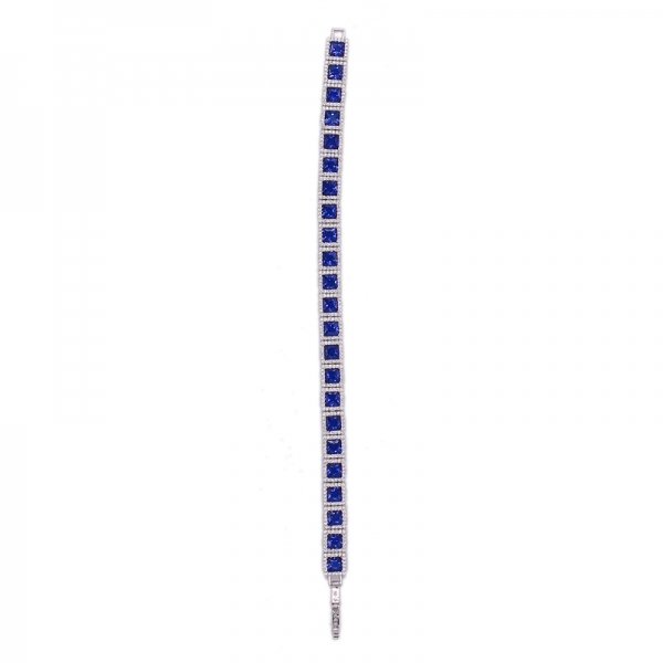Suqare Blue Nano Sterling Silver Rhodium Bracelet 