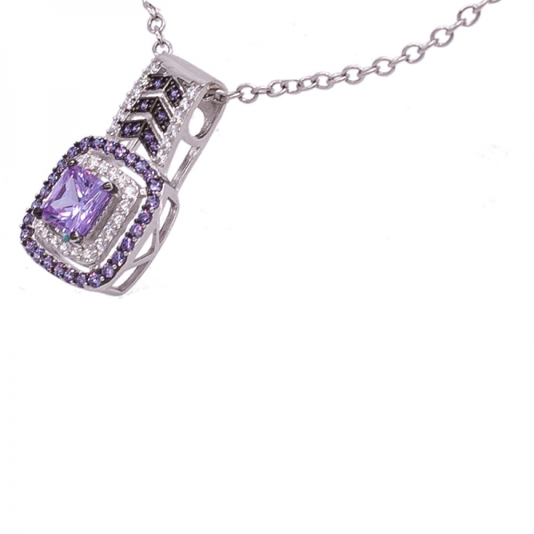 Double Square Kunzite CZ Jewelry Set in Sterling Silver 