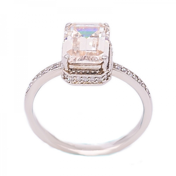 Brilliant Emerald Cut Morganite Peach Jewelry Set in 925 Silver 