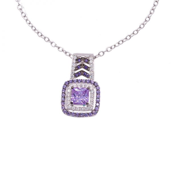 Double Square Kunzite CZ Jewelry Set in Sterling Silver 