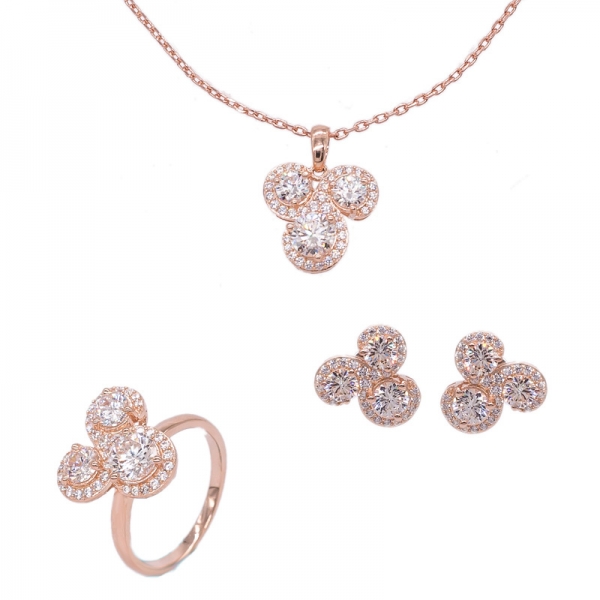 Special Jewelry Set with Morganite Peach CZ in 925 Silver 