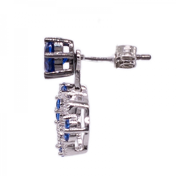 Blue Nano Stud Women Earrings in 925 Sterling Silver 