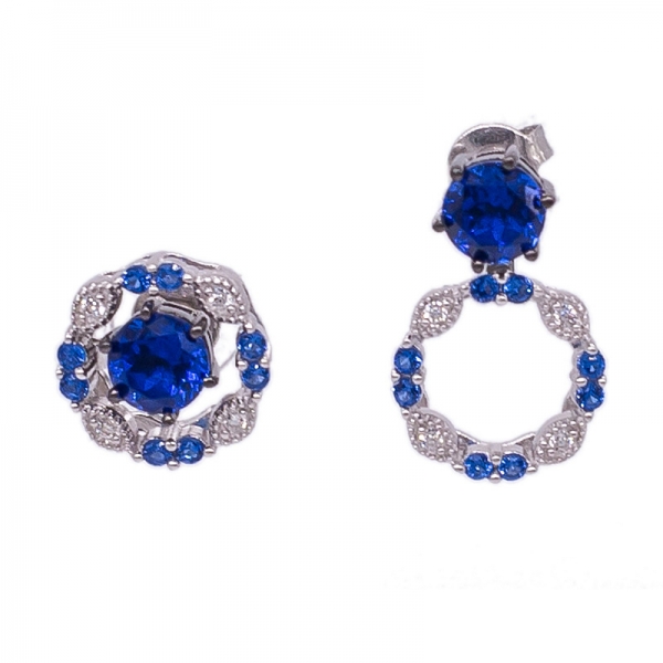 Blue Nano Stud Women Earrings in 925 Sterling Silver 