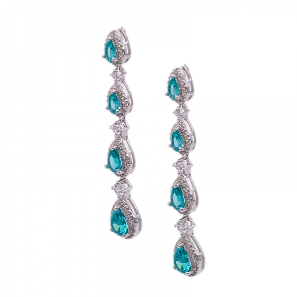Pear Shape Paraiba Silver Dangle Earrings for Women 