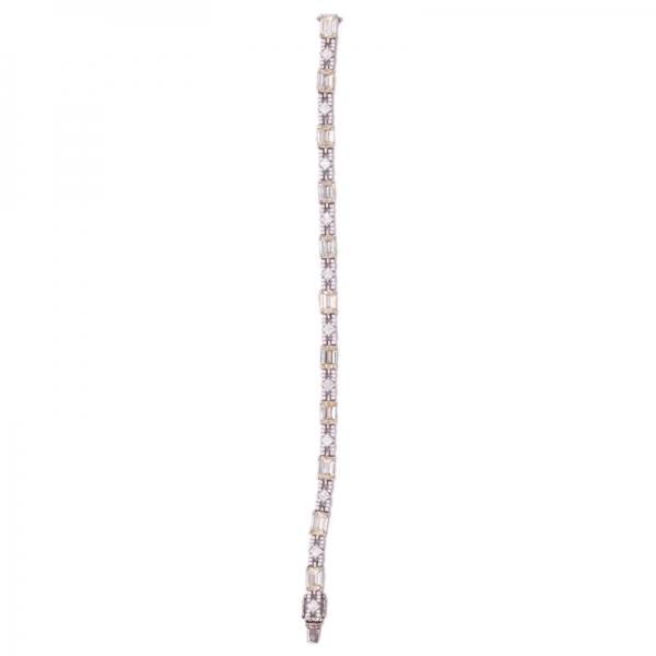 Baguette Diamond Yellow CZ Bracelet in 925 Sterling Silver 