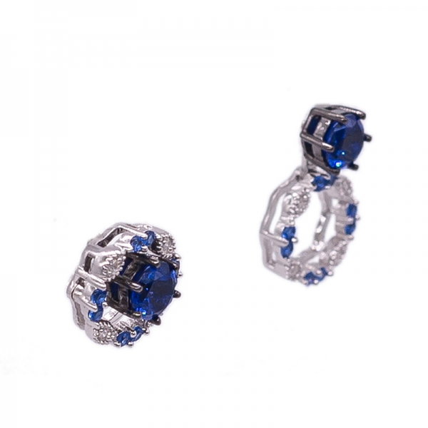 Blue Nano Stud Women Earrings in 925 Sterling Silver 