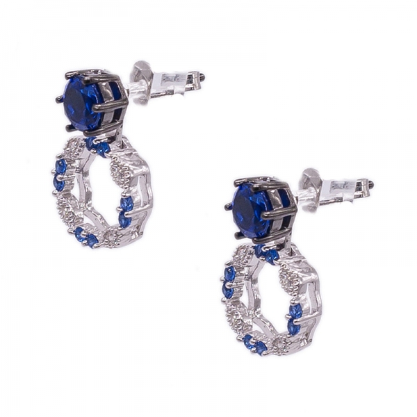 Blue Nano Stud Women Earrings in 925 Sterling Silver 