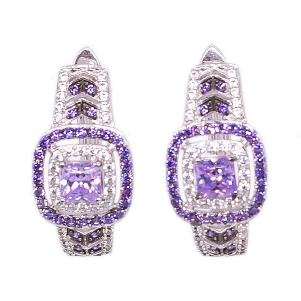 Two Tone Plated Kunzite CZ Sterling Silver Earrings 