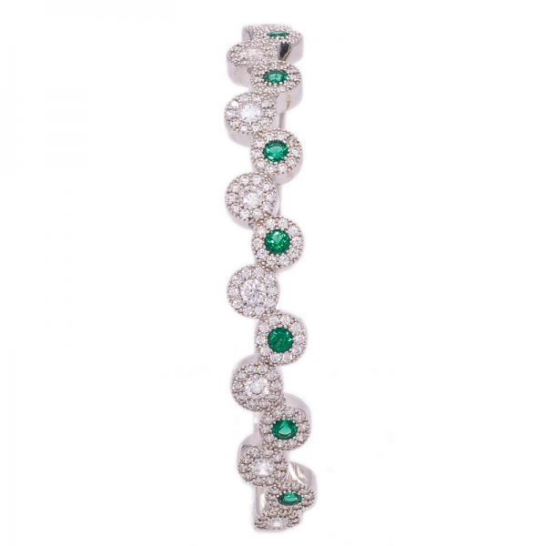 925 Sterling Silver Bangle with Green Nano and White CZ 