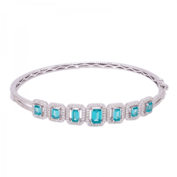 925 Stunning Silver Bangle with Graduated size of Paraiba 