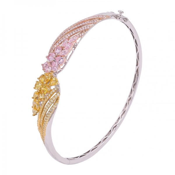 Yellow and Pink CZ Bangle jewelry in 925 Sterling Silver 