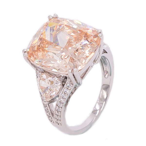 925 Silver Morganite Peach Baguette Ring Jewelry 