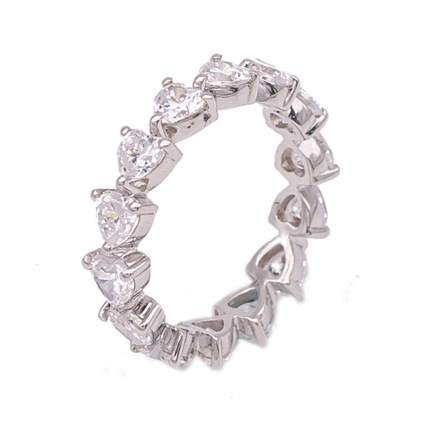 Popular Rhodium Plated Sterling Silver Heart shape Ring 
