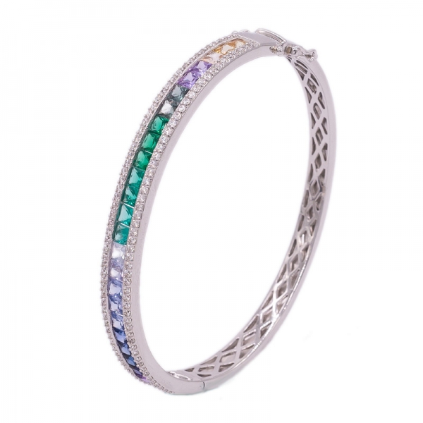 925 Rainbow Silver Bangle Jewelry 