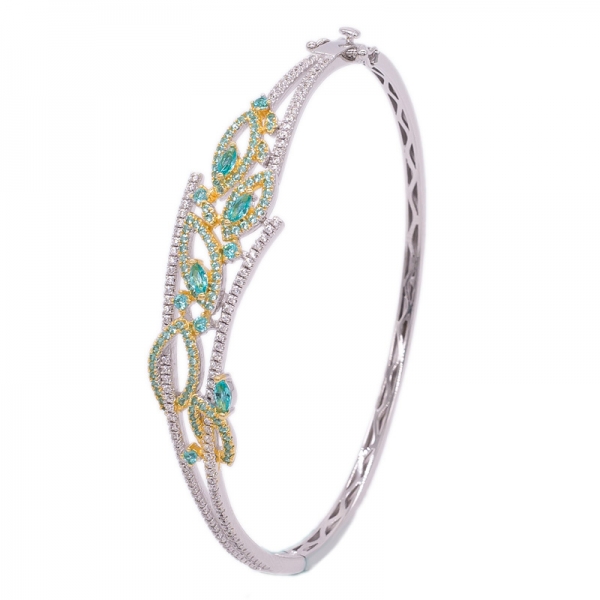 925 Marquise & Round Shape Paraiba Silver Bangle Jewelry 